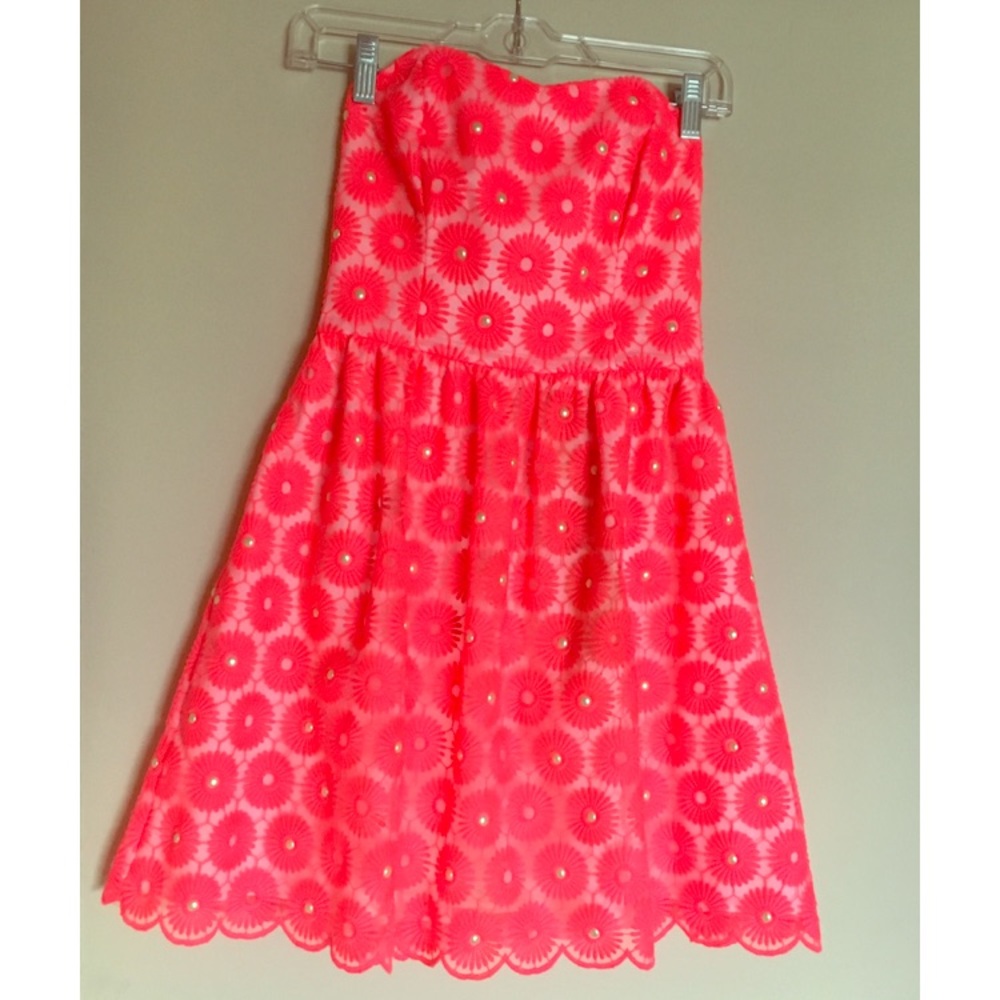 Lilly Pulitzer Lace & Pearl Strapless Dress